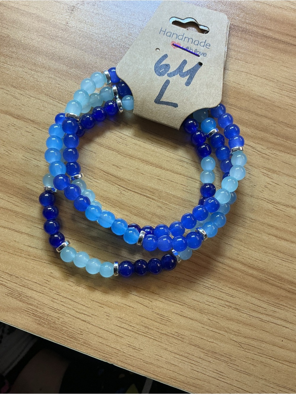 Handmade Blue Beaded Stretch Bracelet Set